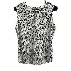 Adrianna Papell NWT Black White Polka Dot Sleeveless Blouse Size Medium